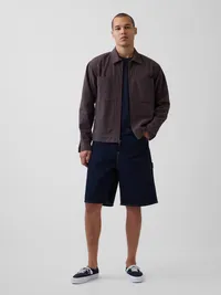 Seersucker Zip Shirt Jacket - Brown gingham — view 2