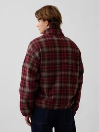 Sherpa Oversized Half-Zip Pullover - red plaid — view 3