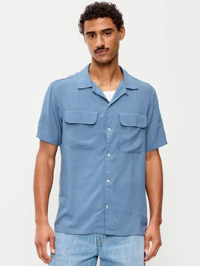 Short-Sleeve Camp Shirt - Moonlight Ocean