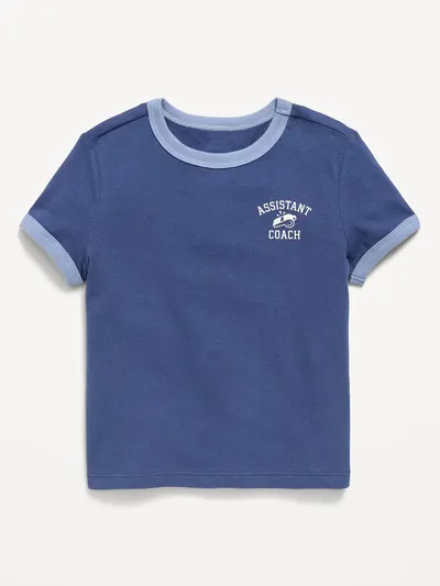 Short-Sleeve Unisex Ringer Graphic T-Shirt for Toddler - Pacific Blue