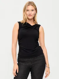 Sleeveless Twist-Front Top - Black Jack — view 5