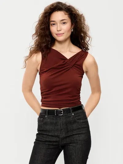 Sleeveless Twist-Front Top - Emberglow