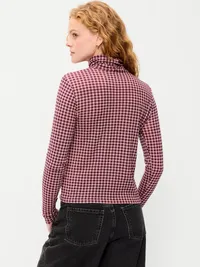 Slim-Fit Printed Turtleneck - Red Gingham — view 2