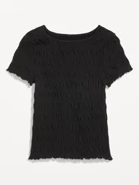 Slit-Neck Smocked Top - Black Jack — view 4