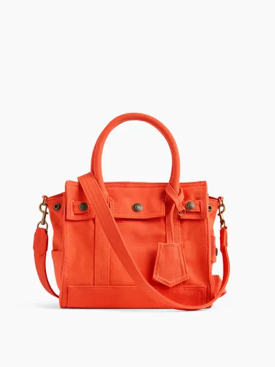 Small Canvas Five Pocket Tote - Persimmon orange