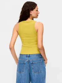Snug Crop Ribbed Tank Top - Lacewing — view 2