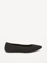 Soft-Knit Pointed-Toe Ballet Flats - Black — view 4
