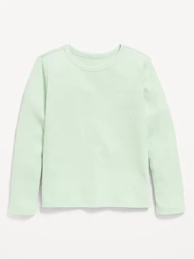 Softest Long-Sleeve Ribbed T-Shirt for Girls - Soft Aloe