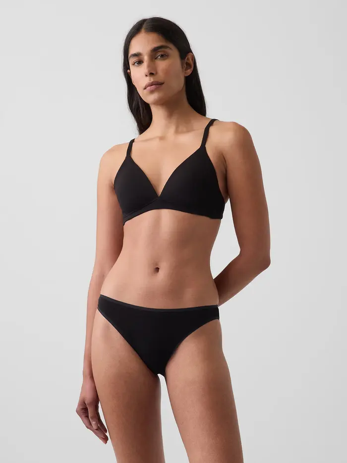 SoftMade Organic Stretch Cotton Triangle Bra - True black