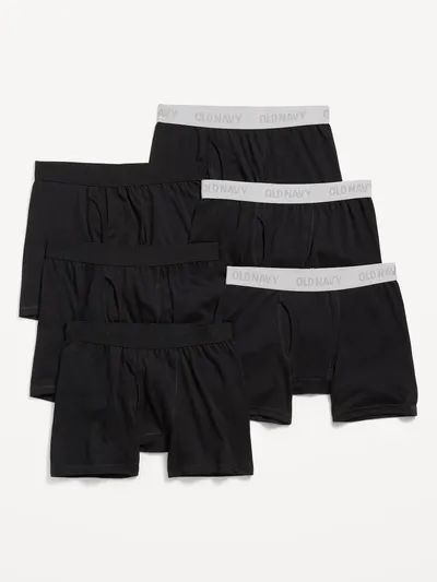 Solid Boxer-Brief Underwear 6-Pack for Boys - Black Jack