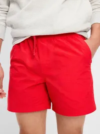 Solid Jogger Shorts -- 5-inch inseam - Red Buttons — view 4