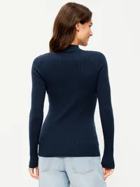 SoSoft Lite Ribbed Mock-Neck Sweater - Arctic Depth — view 2