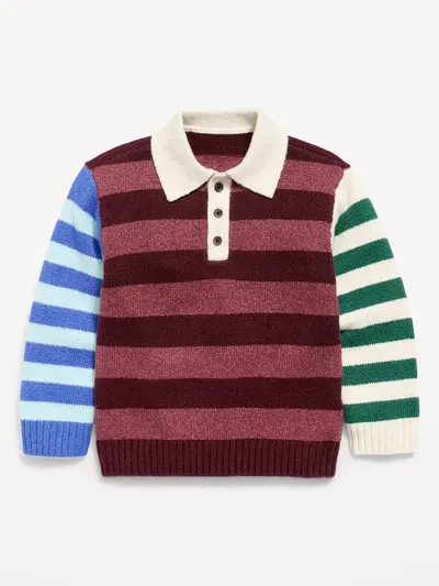 SoSoft Long-Sleeve Collared Sweater for Toddler Boys - Multi Stripe