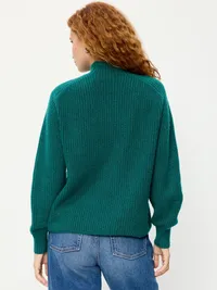SoSoft Mock-Neck Shaker Sweater - Deep Lagoon — view 2