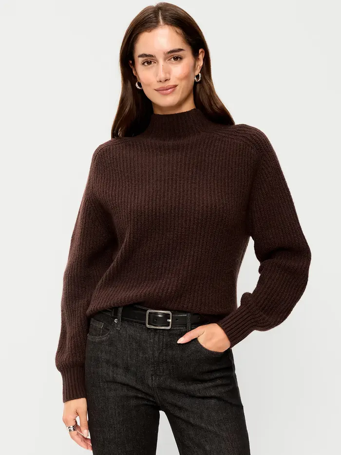 SoSoft Mock-Neck Shaker Sweater - Earthen