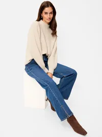 SoSoft Mock-Neck Shaker Sweater - Wish Bone — view 3
