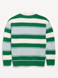 SoSoft Oversized Collared Striped Sweater for Boys - Heather Gray — view 2