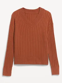 SoSoft Ribbed V-Neck Sweater - Apple Cinnamon — view 4