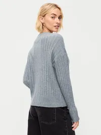 SoSoft Ribbed V-Neck Sweater - Heather Gray — view 2