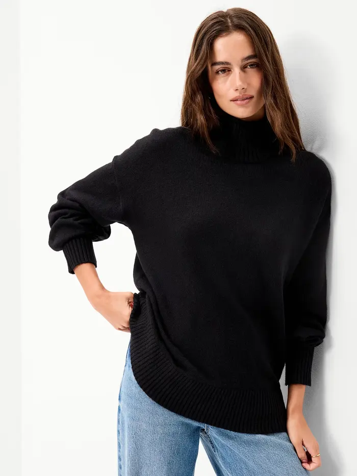 SoSoft Turtleneck Tunic Sweater - Black Jack