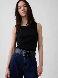 Square-Buckle Leather Belt - Black — view 2