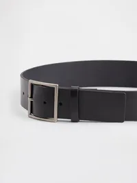 Square-Buckle Leather Belt - Black — view 3
