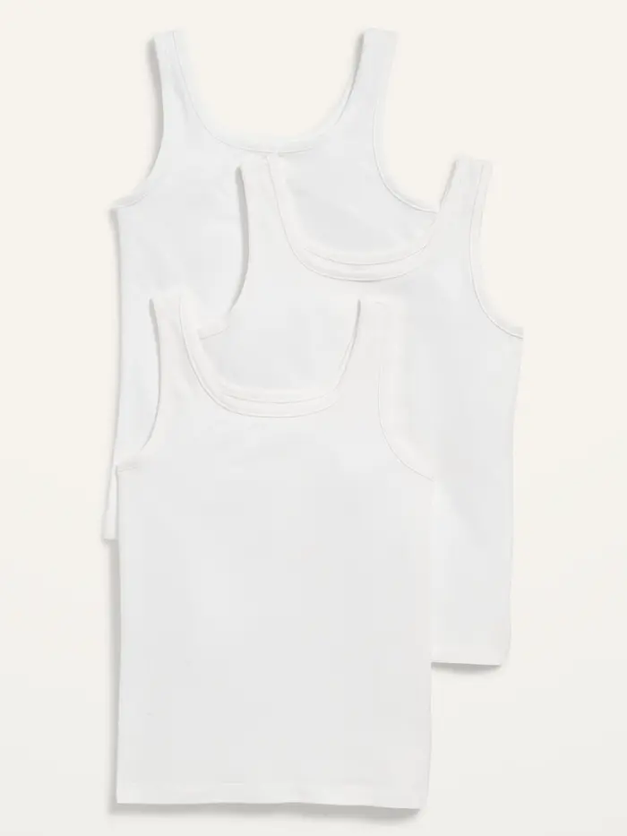 Square-Neck Tank Top 3-Pack for Girls - White Lilies