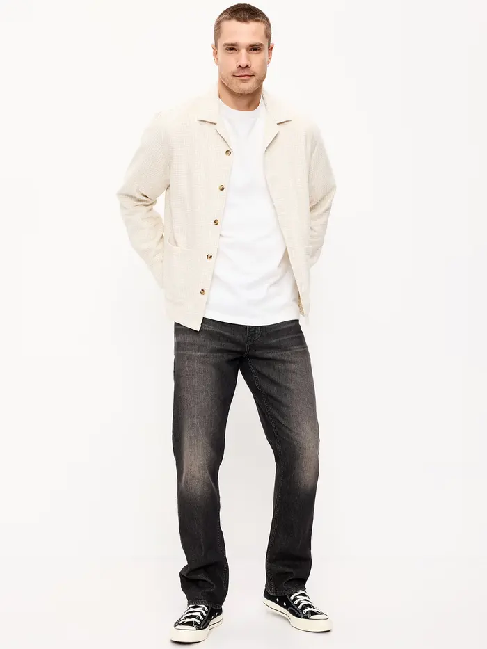 Straight Built-In Flex Jeans - Washed Black