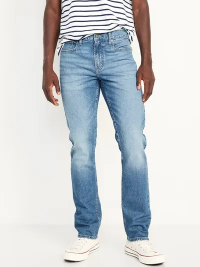 Straight Five-Pocket Built-In Flex Jeans - Medium Wash