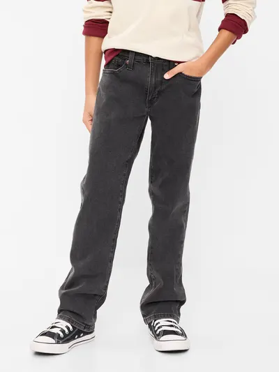 Straight-Leg Built-In Flex Jeans for Boys - Washed Black