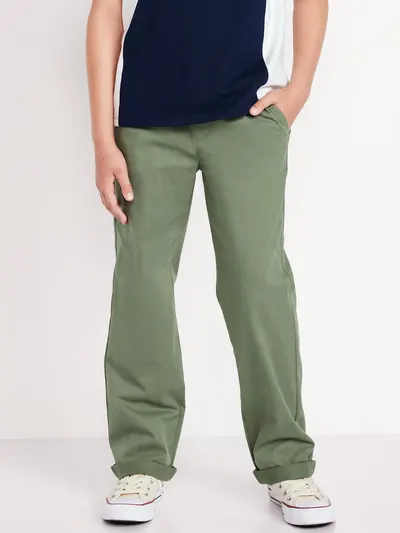 Straight Leg Built-In Flex Pull-On Pants for Boys - Olive Through This