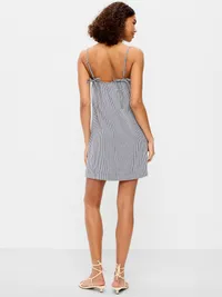 Strappy Mini Shift Dress - Navy Gingham — view 2