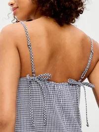Strappy Mini Shift Dress - Navy Gingham — view 4