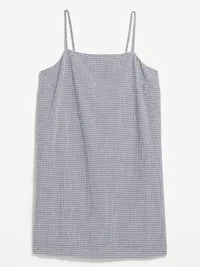 Strappy Mini Shift Dress - Navy Gingham — view 5