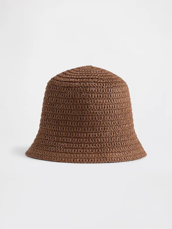 Straw Bucket Hat - Chocolate cake