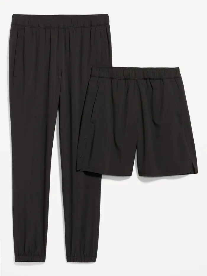 StretchTech Workout Joggers and Shorts Set - Black