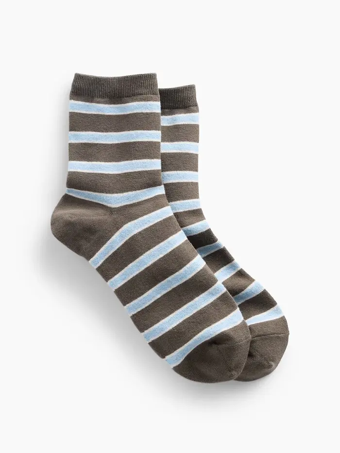 Stripe Half Crew Socks - Blue stripe