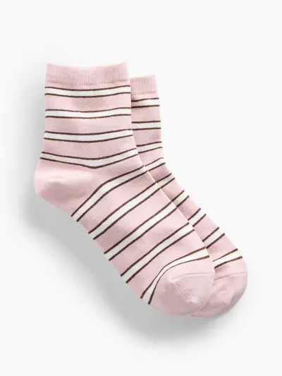 Stripe Half Crew Socks - Pink stripe