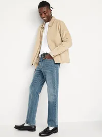 Structured Straight Non-Stretch Jeans - Medium Wash — view 3
