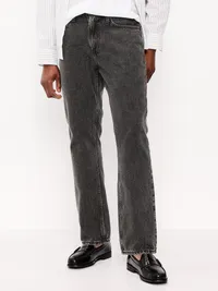 Structured Straight Non-Stretch Jeans - Washed Black — view 2