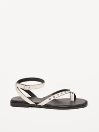 Studded Toe-Strap Sandals - Bone — view 4