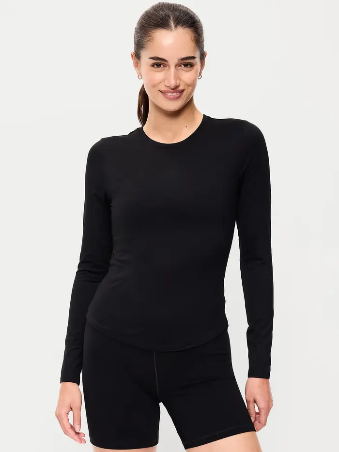StudioSmooth Long-Sleeve Base Layer Top - Black Jack