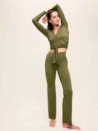 StudioSmooth Long-Sleeve Wrap Top - Hearthwood — view 3