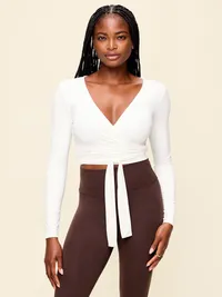 StudioSmooth Long-Sleeve Wrap Top - Magnolia — view 4