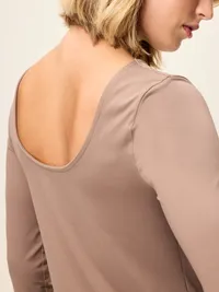 StudioSmooth Reversible Long-Sleeve Scoop-Back Top - Dusted Chocolate — view 4