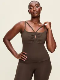 StudioSmooth Strappy Light Support Top - Black Coffee — view 3