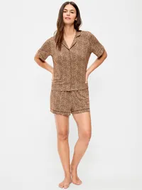 Sunday Sleep Knit Jersey Short Set - Leopard — view 4