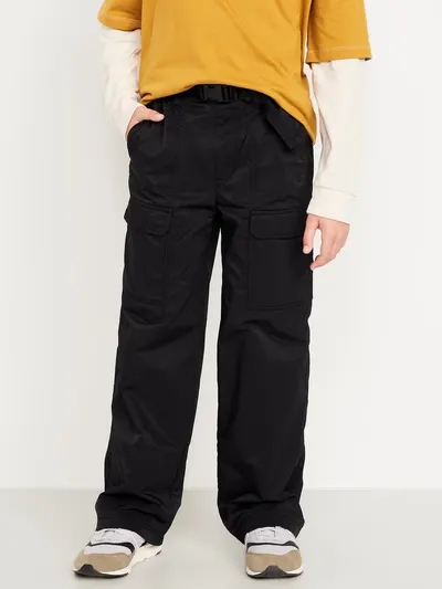 Super Baggy Belted Pull-On Cargo Pants for Boys - Black Jack