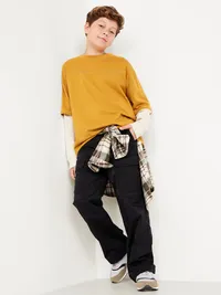 Super Baggy Belted Pull-On Cargo Pants for Boys - Black Jack — view 3