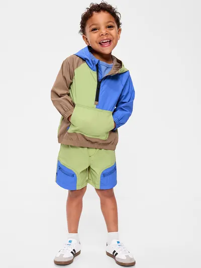 Tech Zip-Pocket Shorts for Toddler Boys - Dandelion Leaf